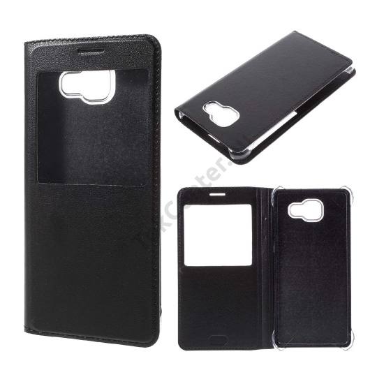 Samsung Galaxy A5 (2016) (SM-A510F) Tok álló, bőr (FLIP, oldalra nyíló, S-View Cover) FEKETE