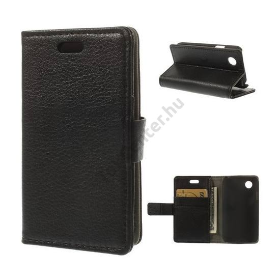 LG L40 (D160) Tok álló, bőr (FLIP, oldalra nyíló, asztali tartó funkció, bankkártya tartó) FEKETE