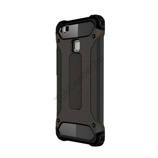 Huawei P9 lite Defender műanyag telefonvédő (közepesen ütésálló, gumi / szilikon belső, fémhatás) BRONZ