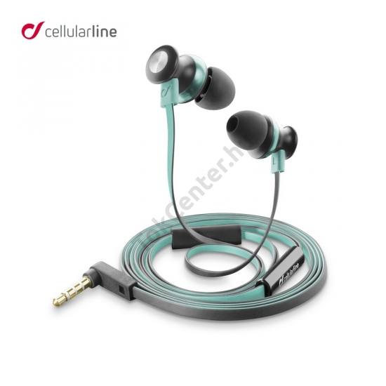 BUG In-Ear james bond SZTEREO (3.5 mm jack, mikrofon, felvevő gomb, agybadugós, lapos kábel) ZÖLD