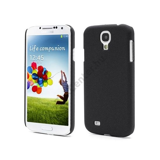 Samsung Galaxy S IV. (GT-I9500) Műanyag telefonvédő (gumírozott, érdes felületű) FEKETE
