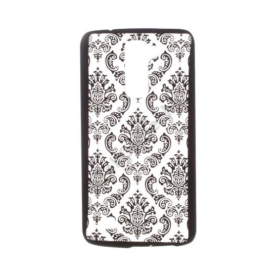 LG K10 (K420n) Műanyag telefonvédő (damaszkuszi virágminta) FEKETE