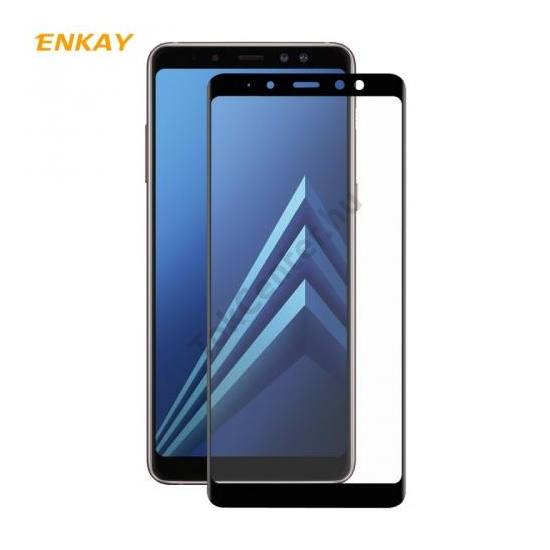 SAMSUNG Galaxy A8 (2018) SM-A530F ENKAY képernyővédő fólia (1db, 3D full cover,íves,ultravékony előlap, edzett üveg, karcálló, 9H, 0.26mm vékony) FEKETE	