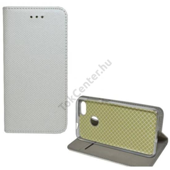 HUAWEI P9 lite mini Tok álló, bőr (FLIP, oldalra nyíló, asztali tartó funkció, rombuszminta) VILÁGOSSZÜRKE	