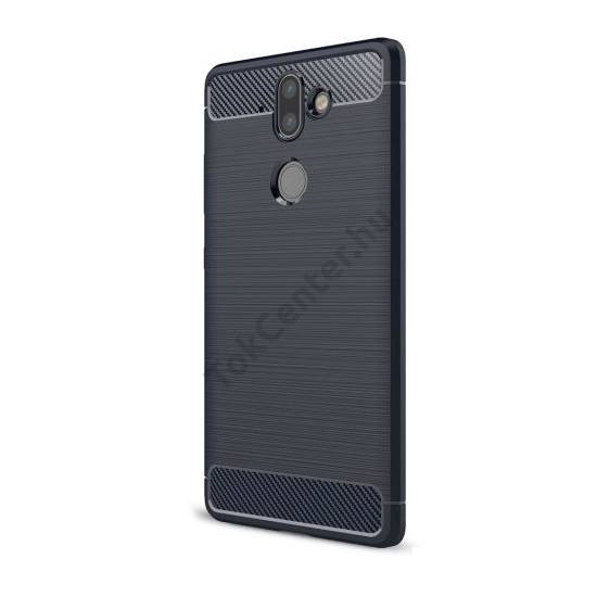 SONY Xperia XA2 Ultra (H4213) Telefonvédő gumi / szilikon (közepesen ütésálló, szálcsiszolt, karbonminta) SÖTÉTKÉK	