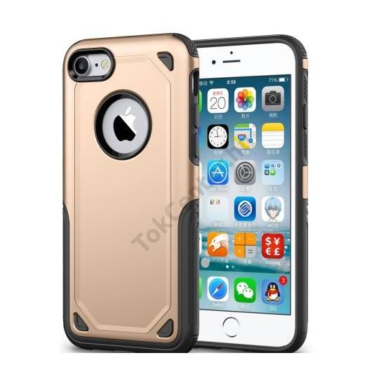 APPLE IPhone 7 4.7 /APPLE IPhone 8 4,7 Defender műanyag telefonvédő (közepesen ütésálló, gumi / szilikon belső, logo kivágás) ARANY/SZÜRKE	
