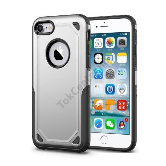 APPLE IPhone 6/6S 4.7 Defender műanyag telefonvédő (közepesen ütésálló, gumi / szilikon belső, logo kivágás) EZÜST/SZÜRKE	