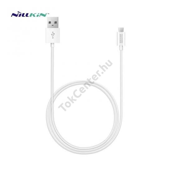 NILLKIN adatátvitel adatkábel és töltő (microUSB, 2100mA, 100 cm, gumírozott kábel, gyorstöltés támogatás) FEHÉR