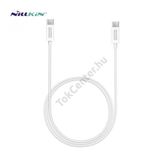 NILLKIN adatátvitel adatkábel és töltő (Type-C / Type-C, 100 cm, gumírozott kábel, gyorstöltés támogatás) FEHÉR