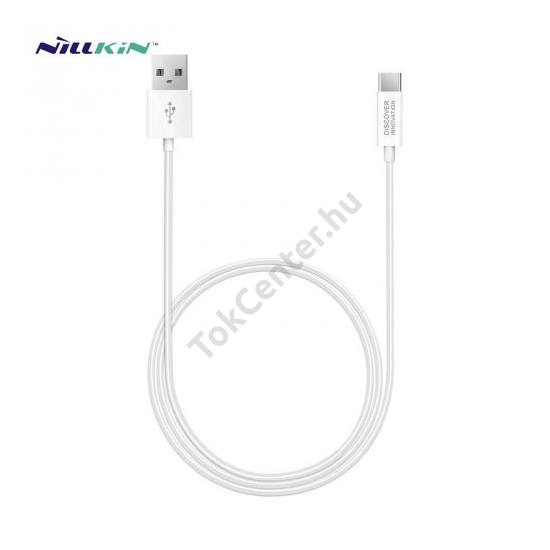 NILLKIN adatátvitel adatkábel és töltő (Type-C, 2100mA, 100 cm, gumírozott kábel, PD gyorstöltés támogatás) FEHÉR