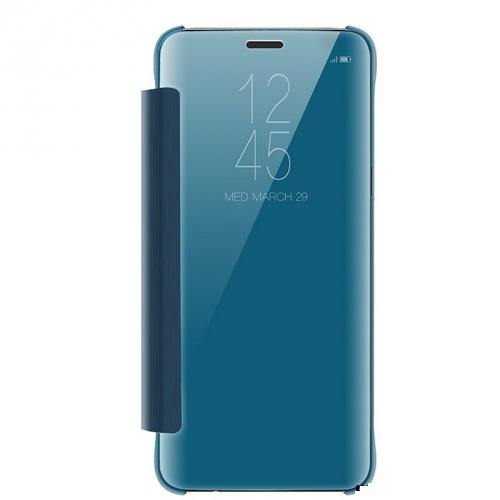 SAMSUNG Galaxy S9 (SM-G960) Tok álló (aktív flip, oldalra nyíló, tükrös felület, Mirror View Cover) KÉK