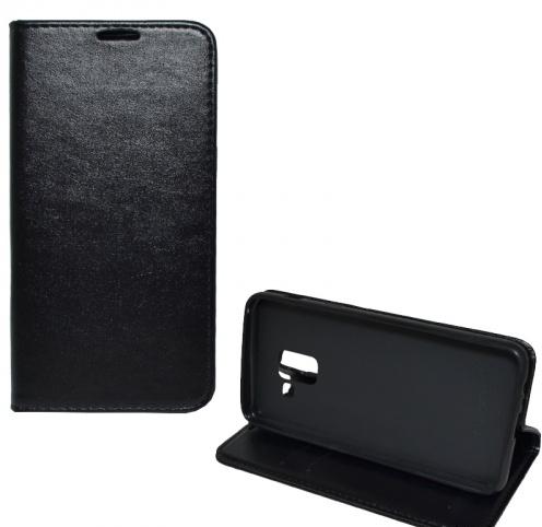 SAMSUNG Galaxy A8 (2018) SM-A530F Tok álló, bőr (FLIP, oldalra nyíló, asztali tartó funkció) FEKETE	