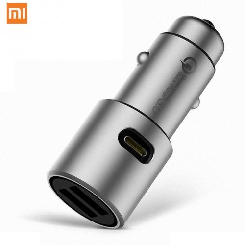 XIAOMI szivargyújtó töltő/autós töltő 2 x USB aljzat (5V / 2000mA, 12 /24 V, gyorstöltés, kábel nélkül) EZÜST	