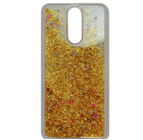 HUAWEI P9 Lite (2017) Telefonvédő gumi / szilikon (csillogó, flitteres folyadék hátlap) ARANY	