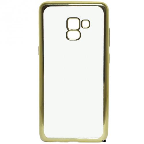 HUAWEI P Smart (Enjoy 7S) Telefonvédő gumi / szilikon (fémhatású keret) ÁTLÁTSZÓ/ARANY	