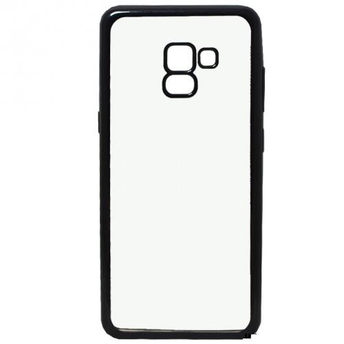 HUAWEI P Smart (Enjoy 7S) Telefonvédő gumi / szilikon (fémhatású keret) ÁTLÁTSZÓ/FEKETE	