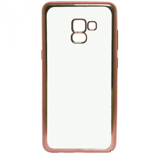 HUAWEI P Smart (Enjoy 7S) Telefonvédő gumi / szilikon (fémhatású keret) ÁTLÁTSZÓ/ROZÉARANY	