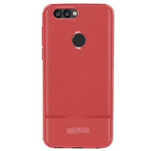 HUAWEI P Smart (Enjoy 7S) Telefonvédő gumi / szilikon (bőrhatás, szálcsiszolt) PIROS	