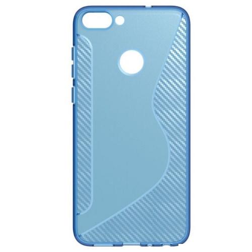 HUAWEI P Smart (Enjoy 7S) Telefonvédő gumi / szilikon (S-line, karbonminta) KÉK	