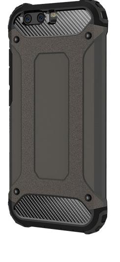 HUAWEI P Smart (Enjoy 7S) Defender műanyag telefonvédő (közepesen ütésálló, gumi / szilikon belső, fémhatás) BRONZ	