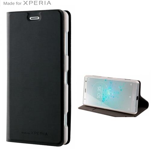 SONY Xperia XZ2 (H8266) Tok álló, bőr (aktív flip, oldalra nyíló, bankkártya tartó, asztali tartó funkció, Smart Cover) FEKETE/EZÜST	