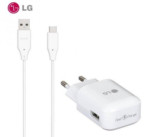 Hálózati töltő USB aljzat (5V / 1800 mA, gyorstöltés támogatás, USB Type-C kábel) FEHÉR	