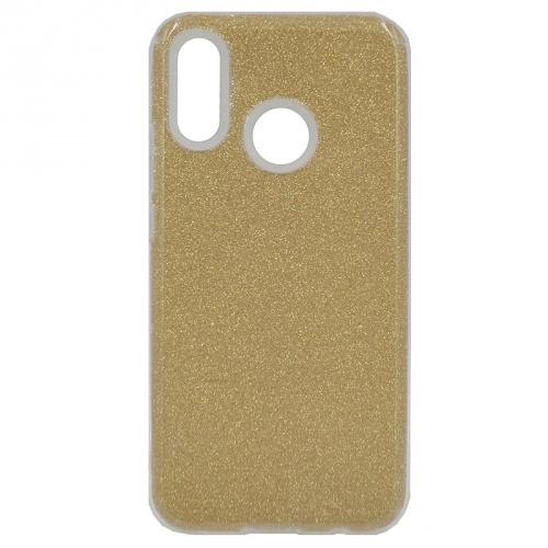 HUAWEI P20 Telefonvédő gumi / szilikon (műanyag belső, csillogó hátlap) ARANY	