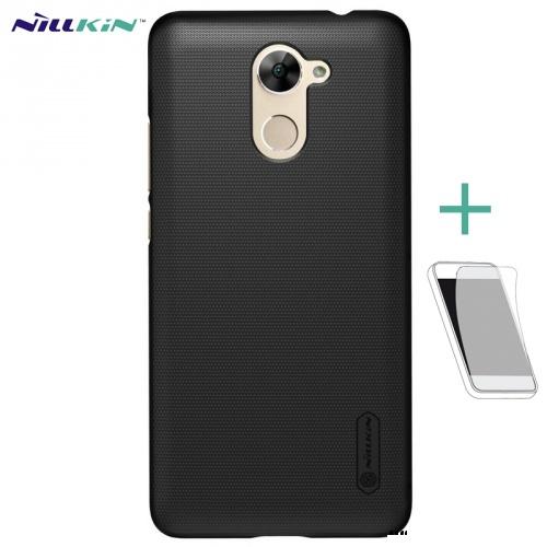 HUAWEI Y7 Prime (2018) NILLKIN SUPER FROSTED műanyag telefonvédő (gumírozott, érdes felület, képernyővédő fólia, tisztítókendő) FEKETE	