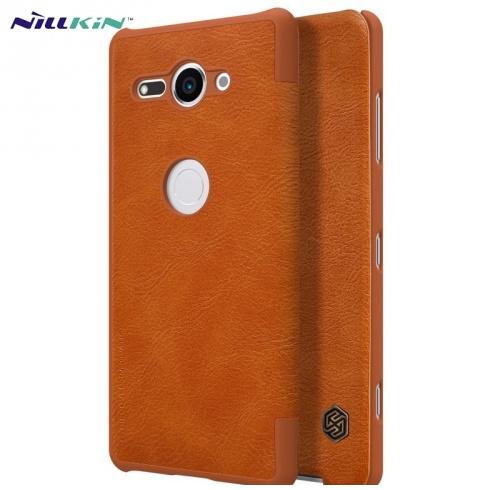 SONY Xperia XZ2 Compact (H8324) NILLKIN QIN tok álló, bőr (FLIP, oldalra nyíló, bankkártya tartó) BARNA	