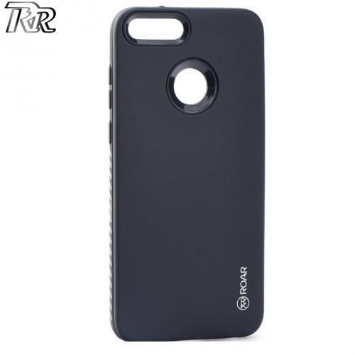 HUAWEI P Smart (Enjoy 7S) ROAR RICO ARMOR telefonvédő gumi / szilikon (közepesen ütésálló, műanyag hátlap, matt) FEKETE	