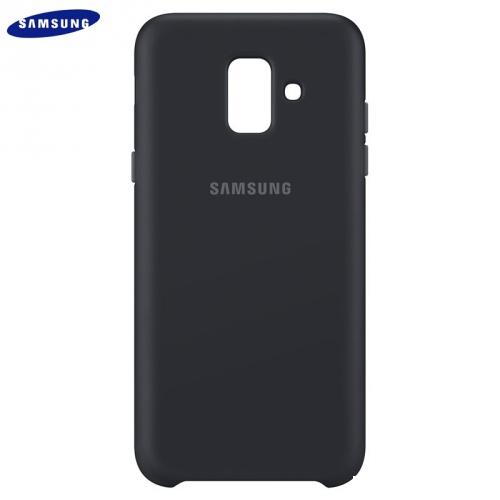 SAMSUNG Galaxy A6 (2018) SM-A600F Műanyag telefonvédő (dupla rétegű, gumírozott) FEKETE	