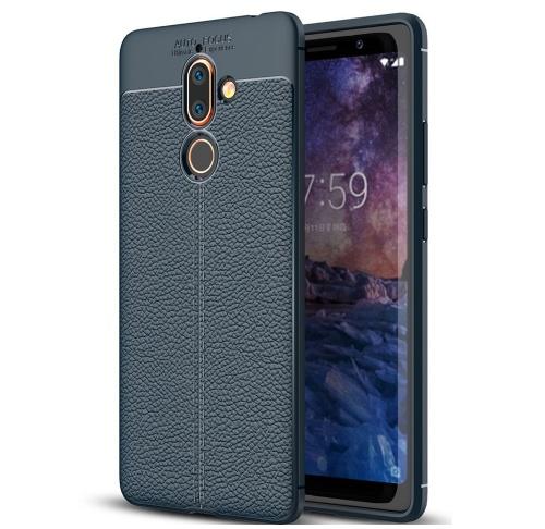 SONY Xperia XZ2 (H8266) Telefonvédő gumi / szilikon (bőrhatás, varrás minta) SÖTÉTKÉK	