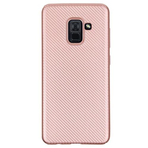 HUAWEI P Smart (Enjoy 7S) Telefonvédő gumi / szilikon (karbon minta) ROZÉARANY	