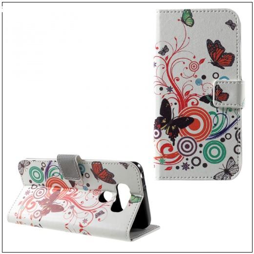 HUAWEI P20 Lite Tok álló, bőr (FLIP, oldalra nyíló, asztali tartó funkció, pillangó, körminta) FEHÉR	