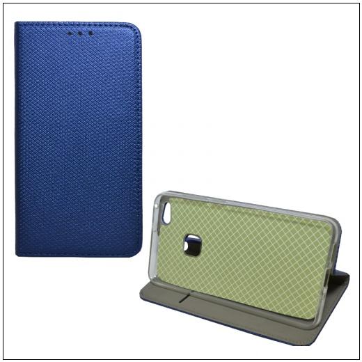 HUAWEI P20 Lite Tok álló, bőr (FLIP, oldalra nyíló, asztali tartó funkció, rombuszminta) SÖTÉTKÉK	