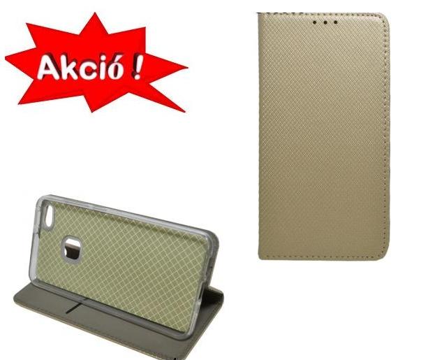 LG Q6 Tok álló, bőr (FLIP, oldalra nyíló, asztali tartó funkció, rombuszminta) ARANY	