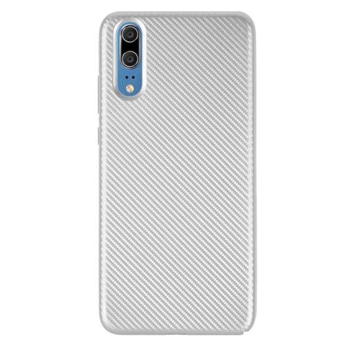 HUAWEI P20 Lite Telefonvédő gumi / szilikon (karbon minta) EZÜST	