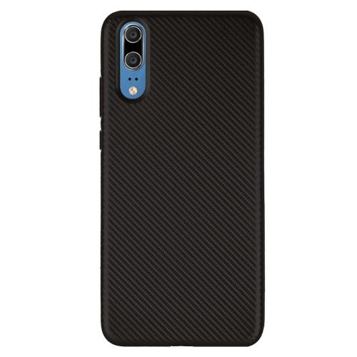 HUAWEI P20 Telefonvédő gumi / szilikon (karbon minta) FEKETE	