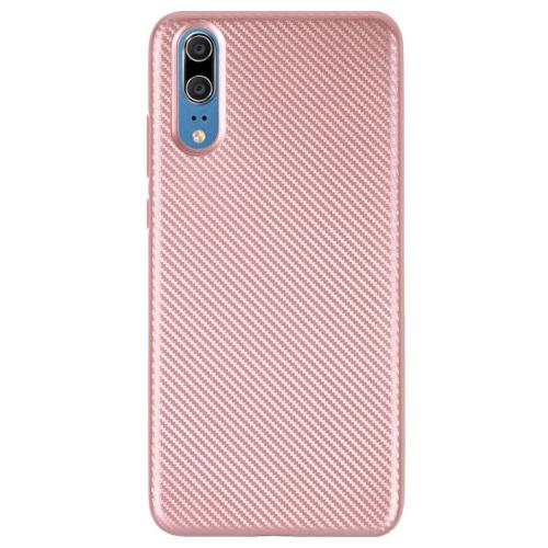 HUAWEI P20 Telefonvédő gumi / szilikon (karbon minta) ROZÉARANY	