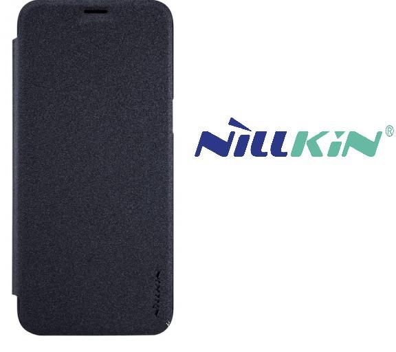 HUAWEI Y7 Prime (2018) NILLKIN SPARKLE műanyag telefonvédő (mikroszálas bőr flip, oldalra nyíló) FEKETE	