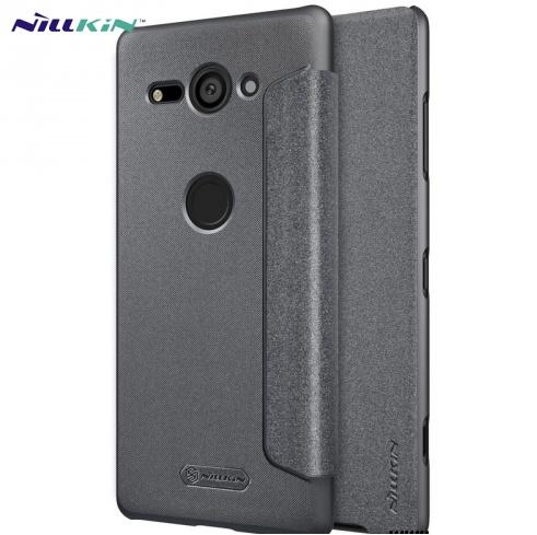 SONY Xperia XZ2 Compact (H8324) NILLKIN SPARKLE műanyag telefonvédő (mikroszálas bőr flip, oldalra nyíló, S-View Cover) FEKETE	