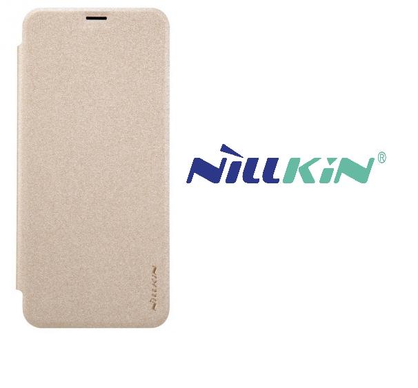 HUAWEI P20 Lite NILLKIN SPARKLE műanyag telefonvédő (bőr flip, oldalra nyíló) ARANY	