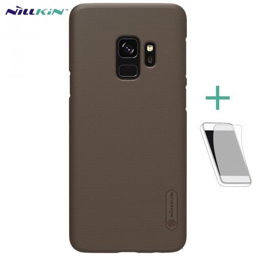 SAMSUNG Galaxy S9 (SM-G960) NILLKIN SUPER FROSTED műanyag telefonvédő (gumírozott, érdes felület, képernyővédő fólia, tisztítókendő) BARNA	