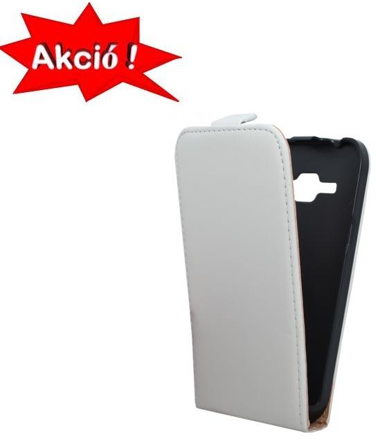 Samsung Galaxy J1 (SM-J100) Tok álló, bőr (FLIP, mágneses) FEHÉR