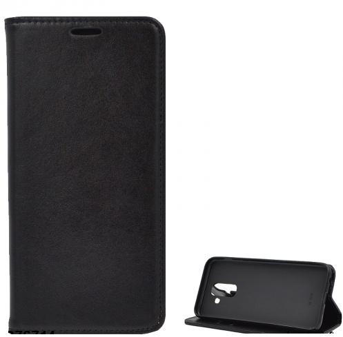 SAMSUNG Galaxy A6+ (2018) SM-A605F Tok álló, bőr (FLIP, oldalra nyíló, asztali tartó funkció) FEKETE	