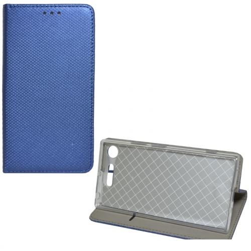 SAMSUNG Galaxy A6 (2018) SM-A600F Tok álló, bőr (FLIP, oldalra nyíló, asztali tartó funkció, rombuszminta) SÖTÉTKÉK	