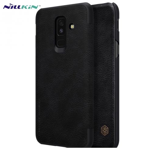 SAMSUNG Galaxy A6+ (2018) SM-A605F NILLKIN QIN tok álló, bőr (FLIP, oldalra nyíló, bankkártya tartó) FEKETE	
