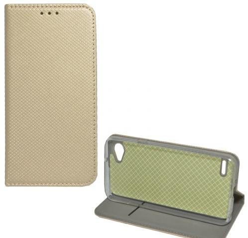 HUAWEI P20 Tok álló, bőr (FLIP, oldalra nyíló, asztali tartó funkció, rombuszminta) ARANY	