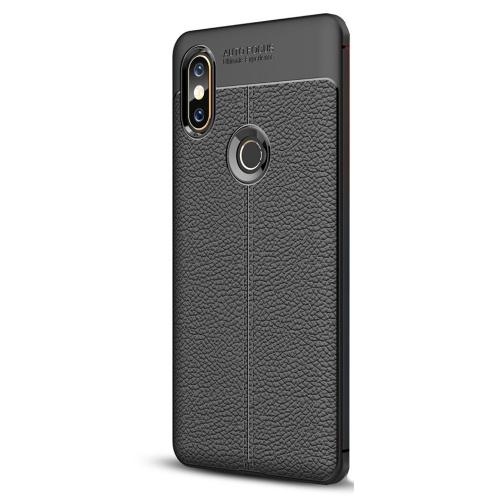 XIAOMI Mi A2 (Mi 6X) Telefonvédő gumi / szilikon (bőrhatás, varrás minta) FEKETE	