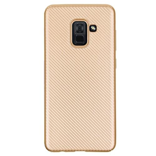 SAMSUNG Galaxy A6+ (2018) SM-A605F Telefonvédő gumi / szilikon (karbon minta) ARANY	